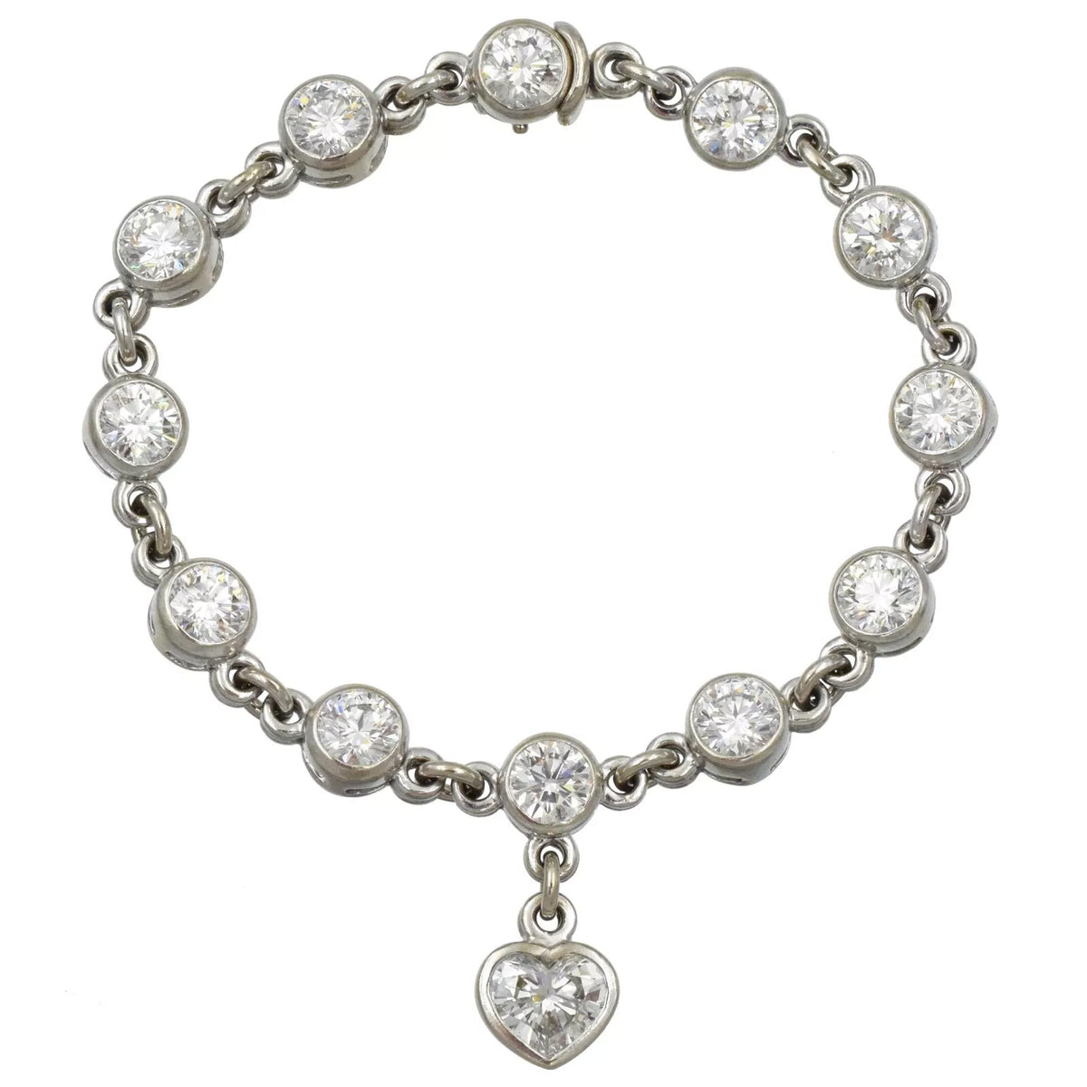 G-VS 10.50ct Moissanite Heart Charm Bracelet - Elegant 7-Inch Accessory