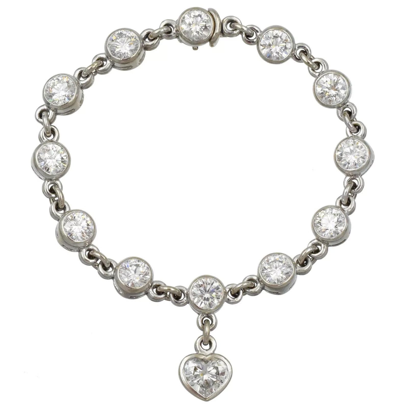 G-VS 10.50ct Moissanite Heart Charm Bracelet - Elegant 7-Inch Accessory - djoyr
