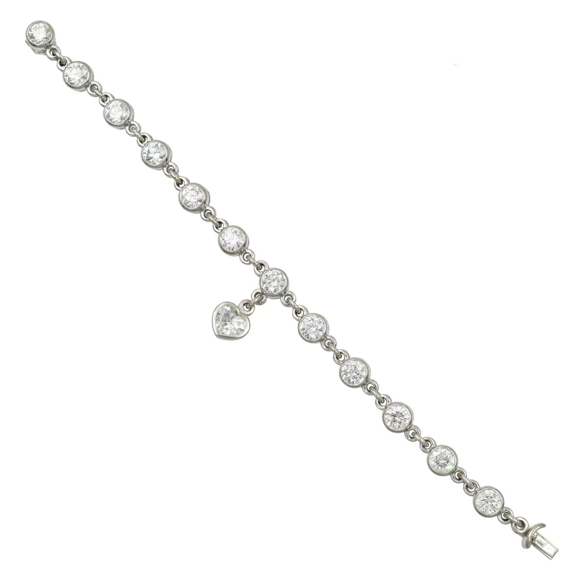 G-VS 10.50ct Moissanite Heart Charm Bracelet - Elegant 7-Inch Accessory