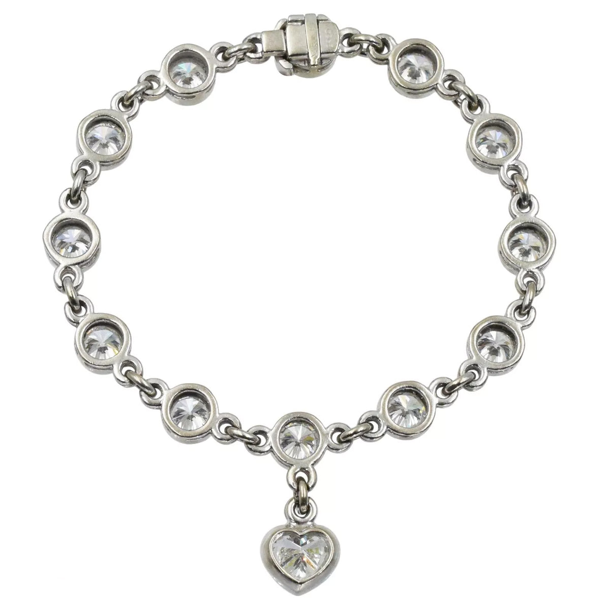 G-VS 10.50ct Moissanite Heart Charm Bracelet - Elegant 7-Inch Accessory