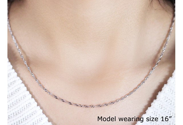 1.50 mm Singapore Chain in 14k Solid White Gold