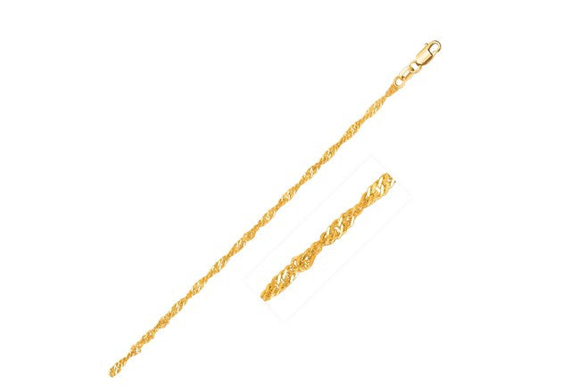 1.50 mm Singapore Chain in 14k Solid Yellow Gold