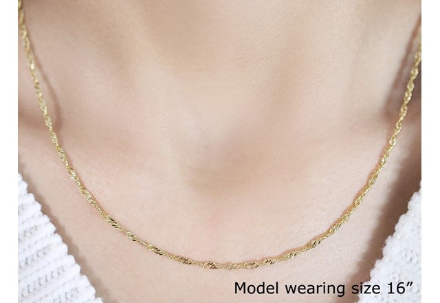 1.50 mm Singapore Chain in 14k Solid Yellow Gold