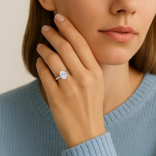 Oval Cut Lab-Grown Diamond Solitaire Engagement Ring