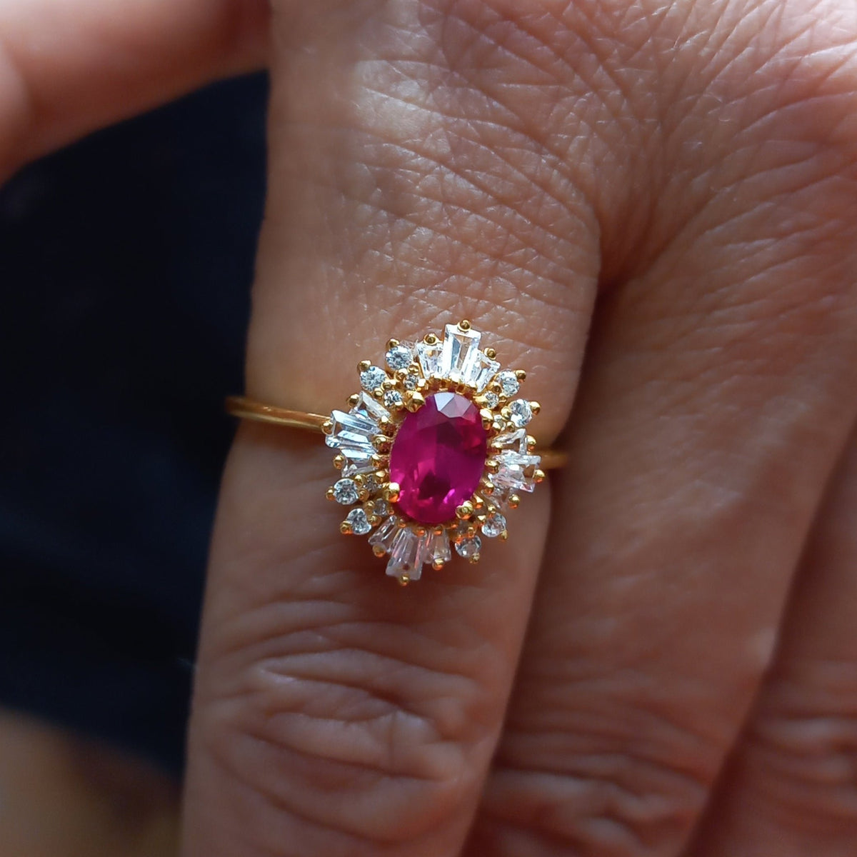 Radiant Victoria Lab grown Ruby Ring