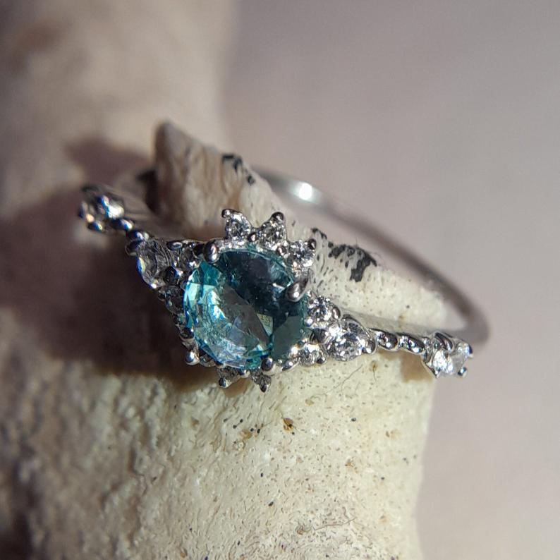 Aquilo Aquamarine Ring in Silver