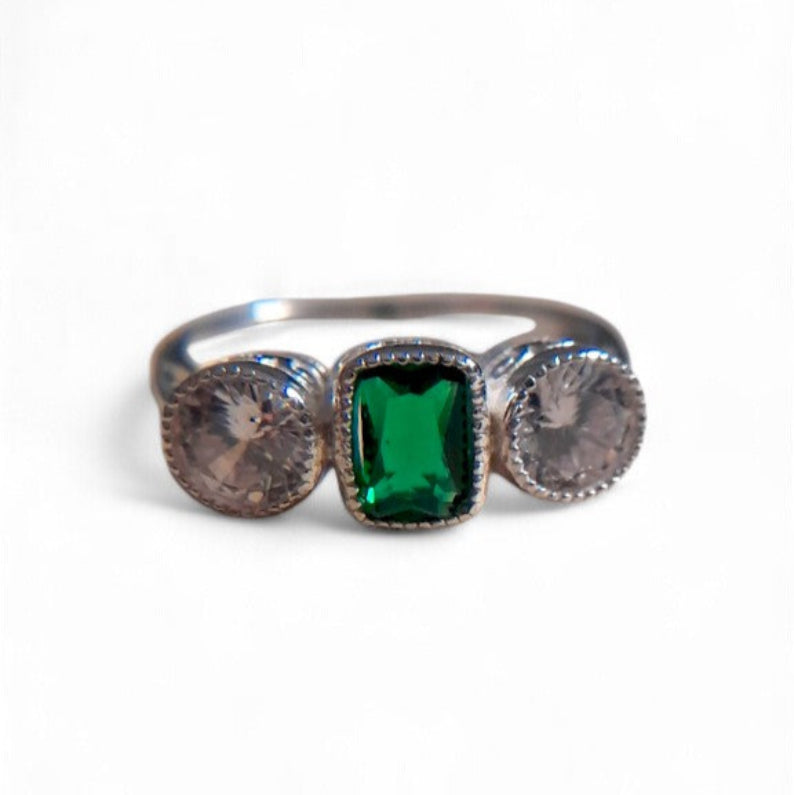 Lab Emerald Moonrise Ring