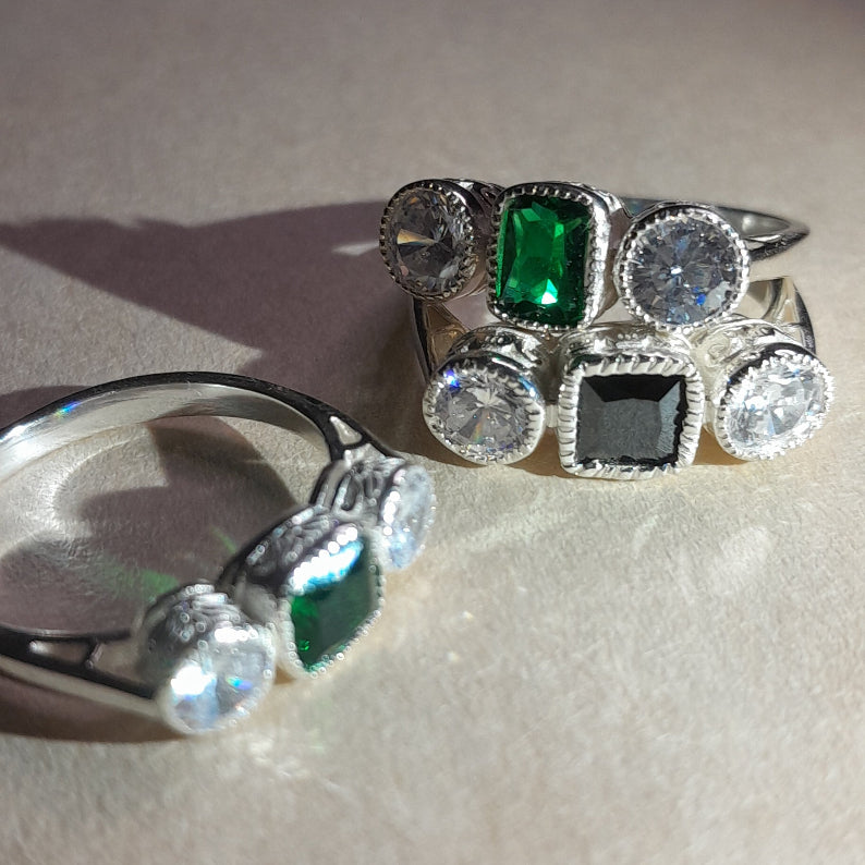 Lab Emerald Moonrise Ring