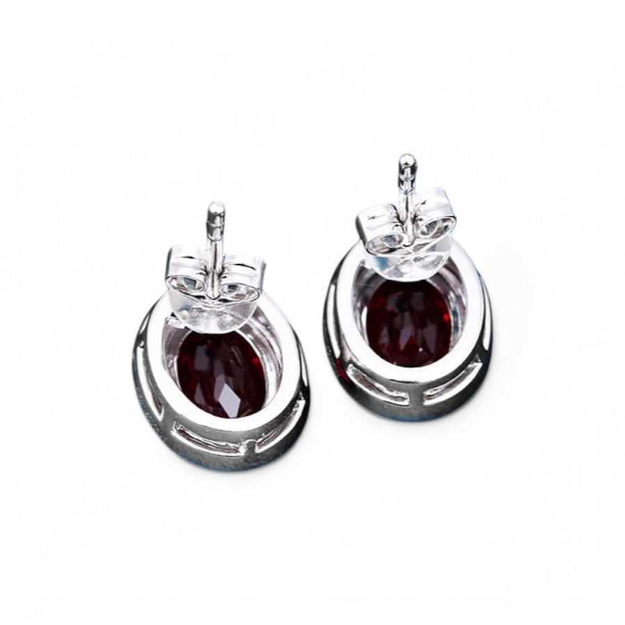 1.76CT Oval cut Lab Ruby Halo Studs - djoyr