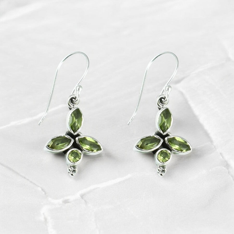 Ever leaf Peridot Cluster Drop Earrings - djoyr