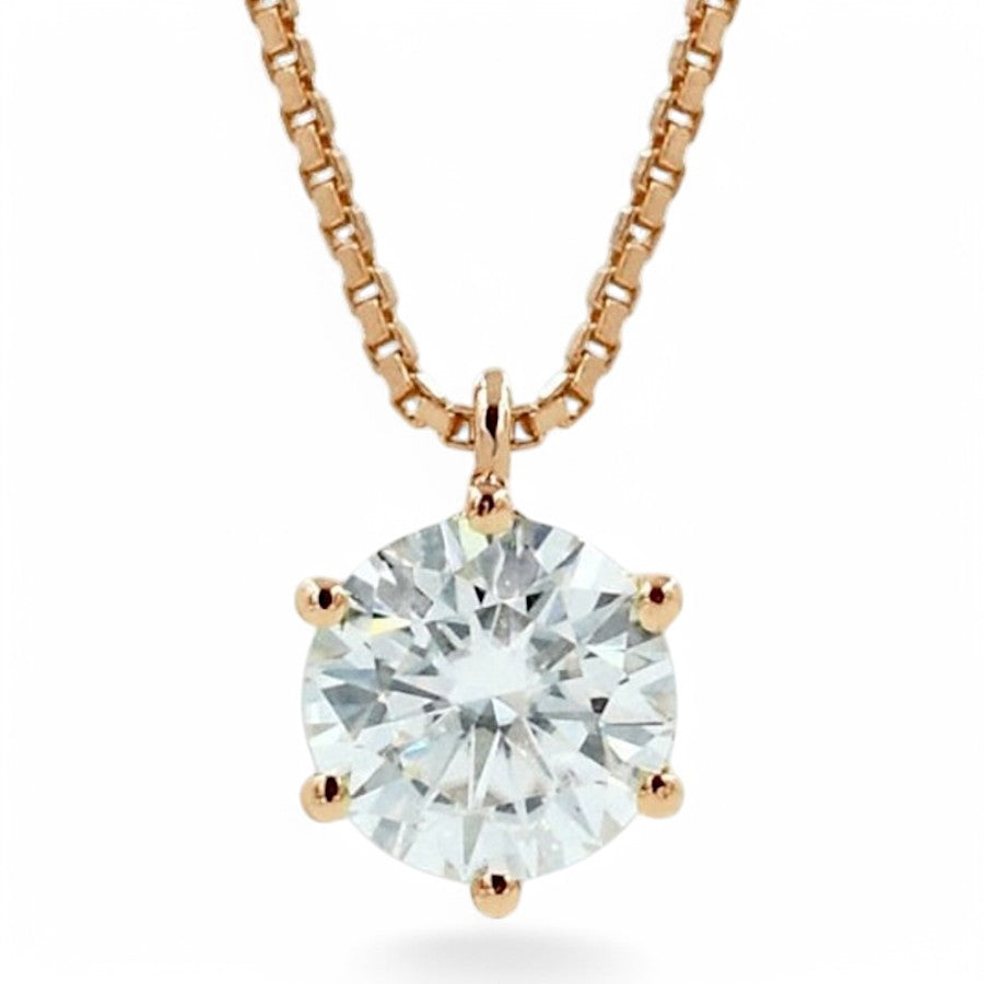 Lustre Round cut Solitaire Moissanite Necklace - djoyr