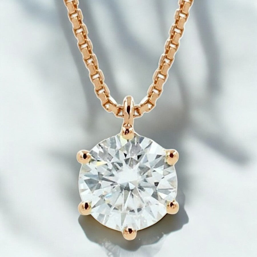 Lustre Round cut Solitaire Moissanite Necklace - djoyr