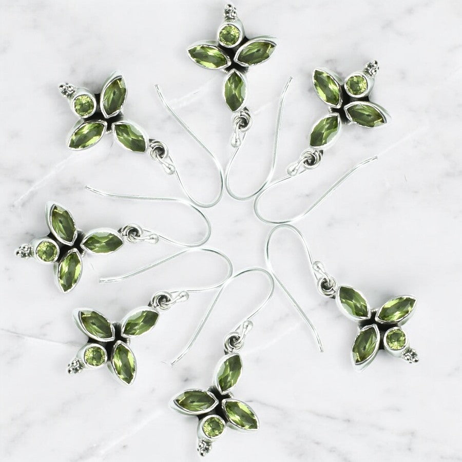 Ever leaf Peridot Cluster Drop Earrings - djoyr