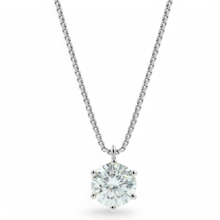 Lustre Round cut Solitaire Moissanite Necklace - djoyr