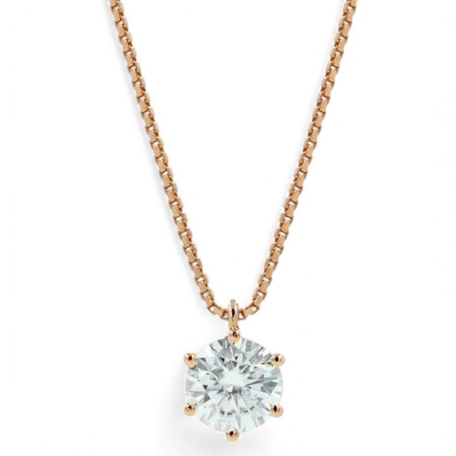 Lustre Round cut Solitaire Moissanite Necklace - djoyr