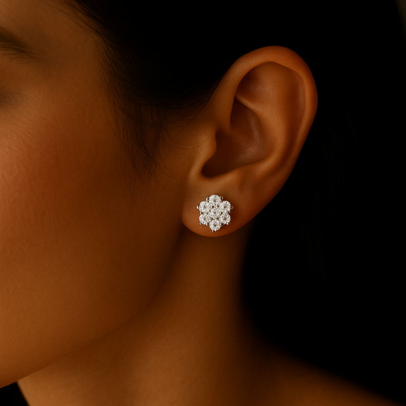 Lab Grown Diamond 0.05 TCW Cluster Stud Earrings - djoyr