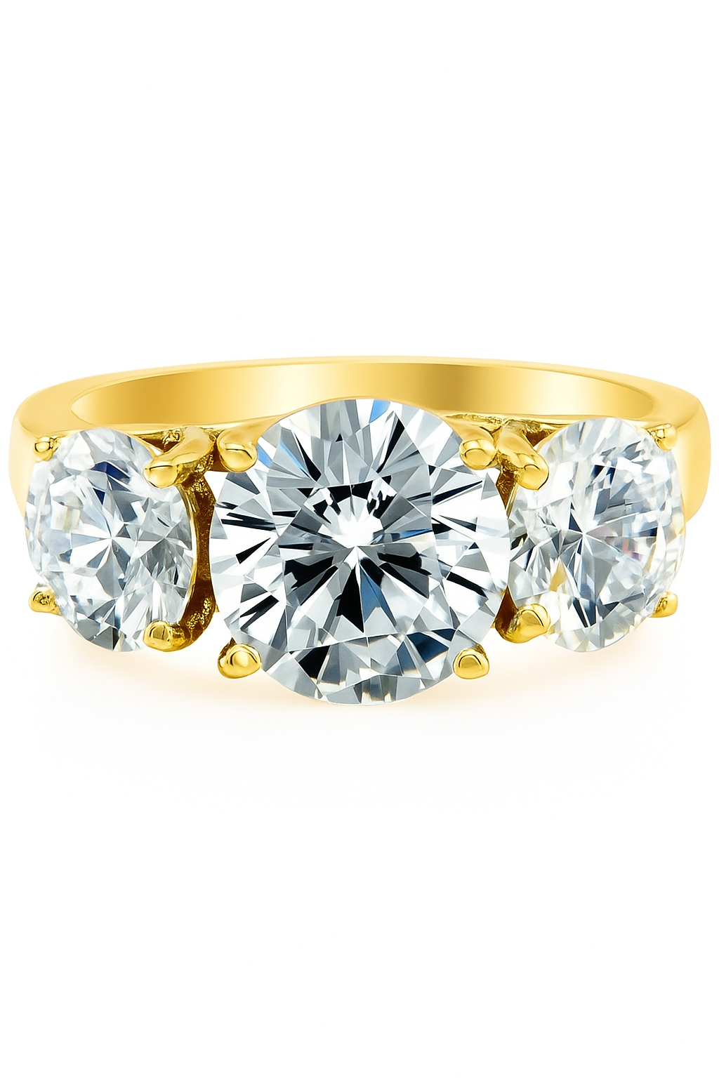 Lab Grown 3-Stone Round Cut Diamond Engagement Ring