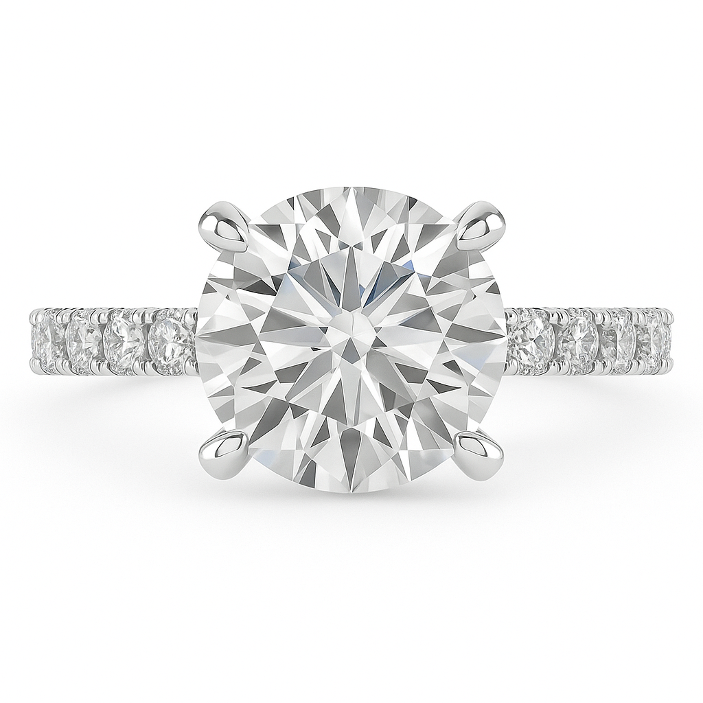 Classic Pave Band with 1.5ct Round Cut Lab Grown Diamond Ring