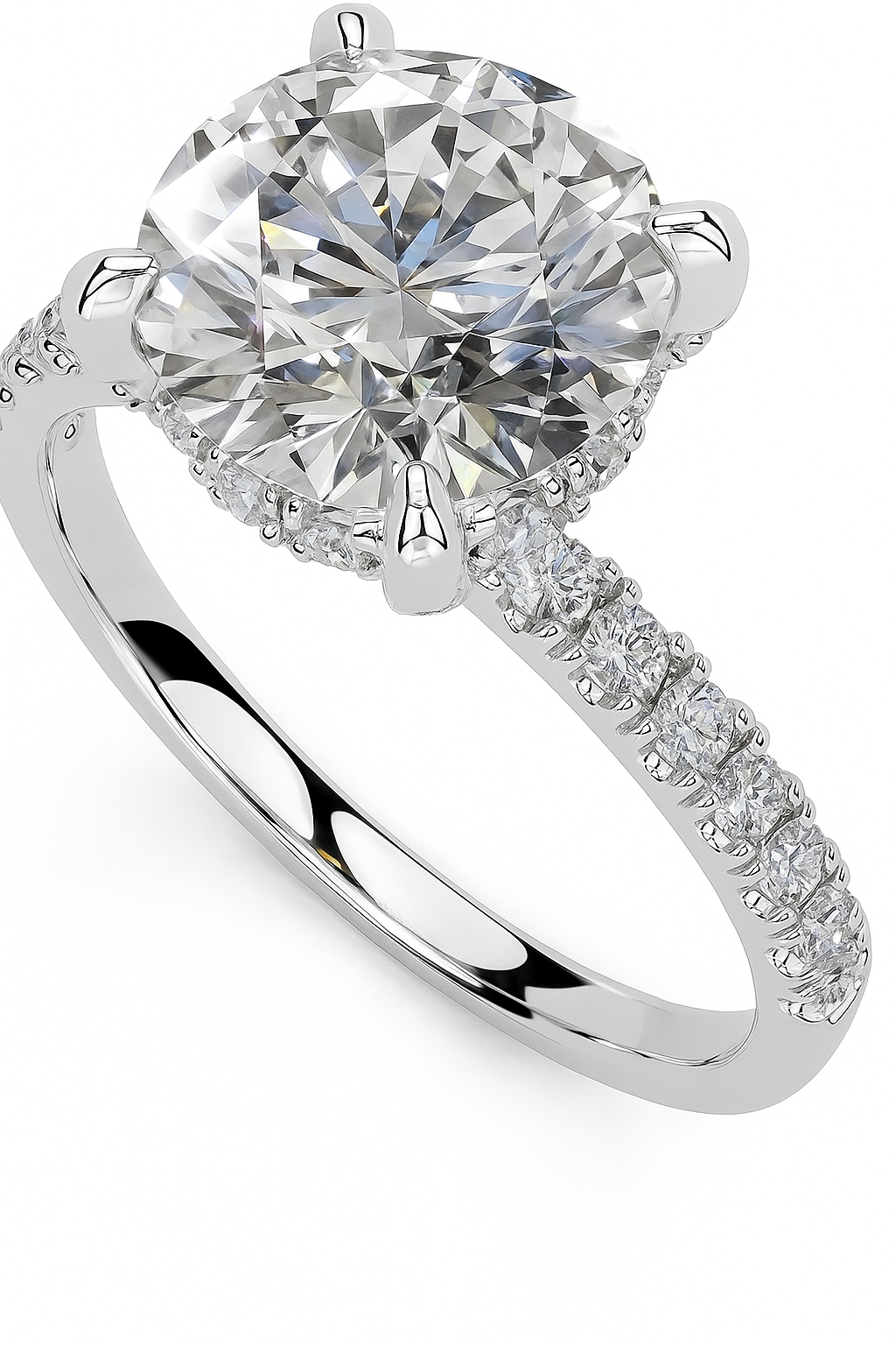 Classic Pave Band with 1.5ct Round Cut Lab Grown Diamond Ring