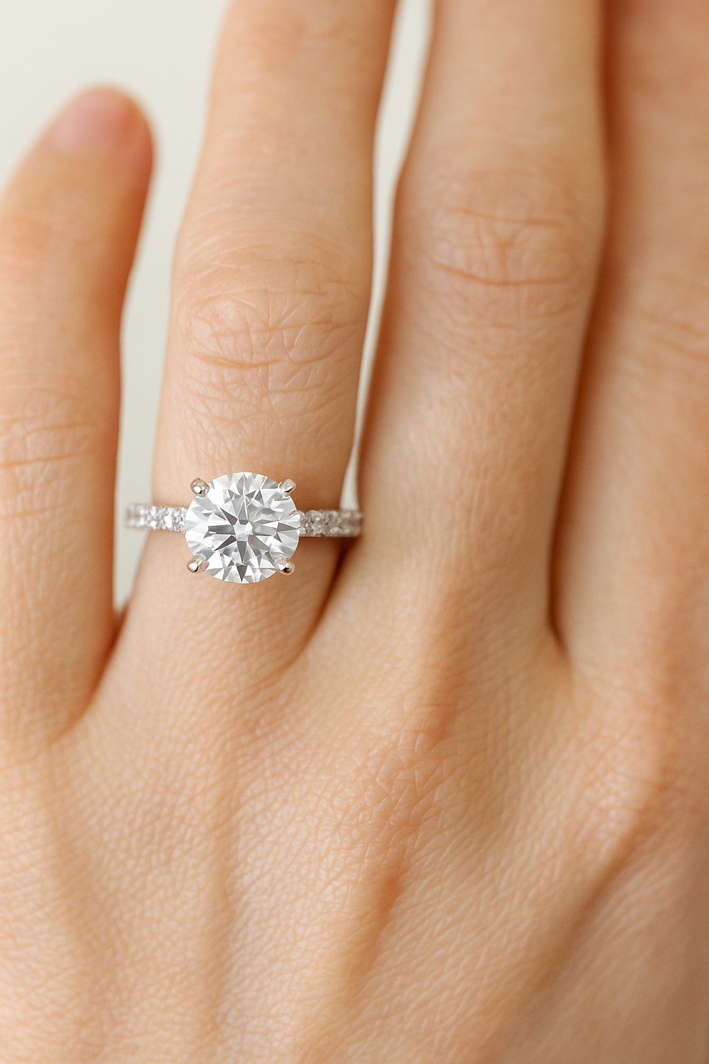 Classic Pave Band with 1.5ct Round Cut Lab Grown Diamond Ring