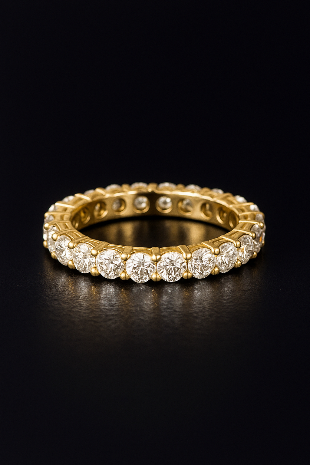 Round Cut Lab Diamond Eternity Wedding Band in 14K Yellow Gold