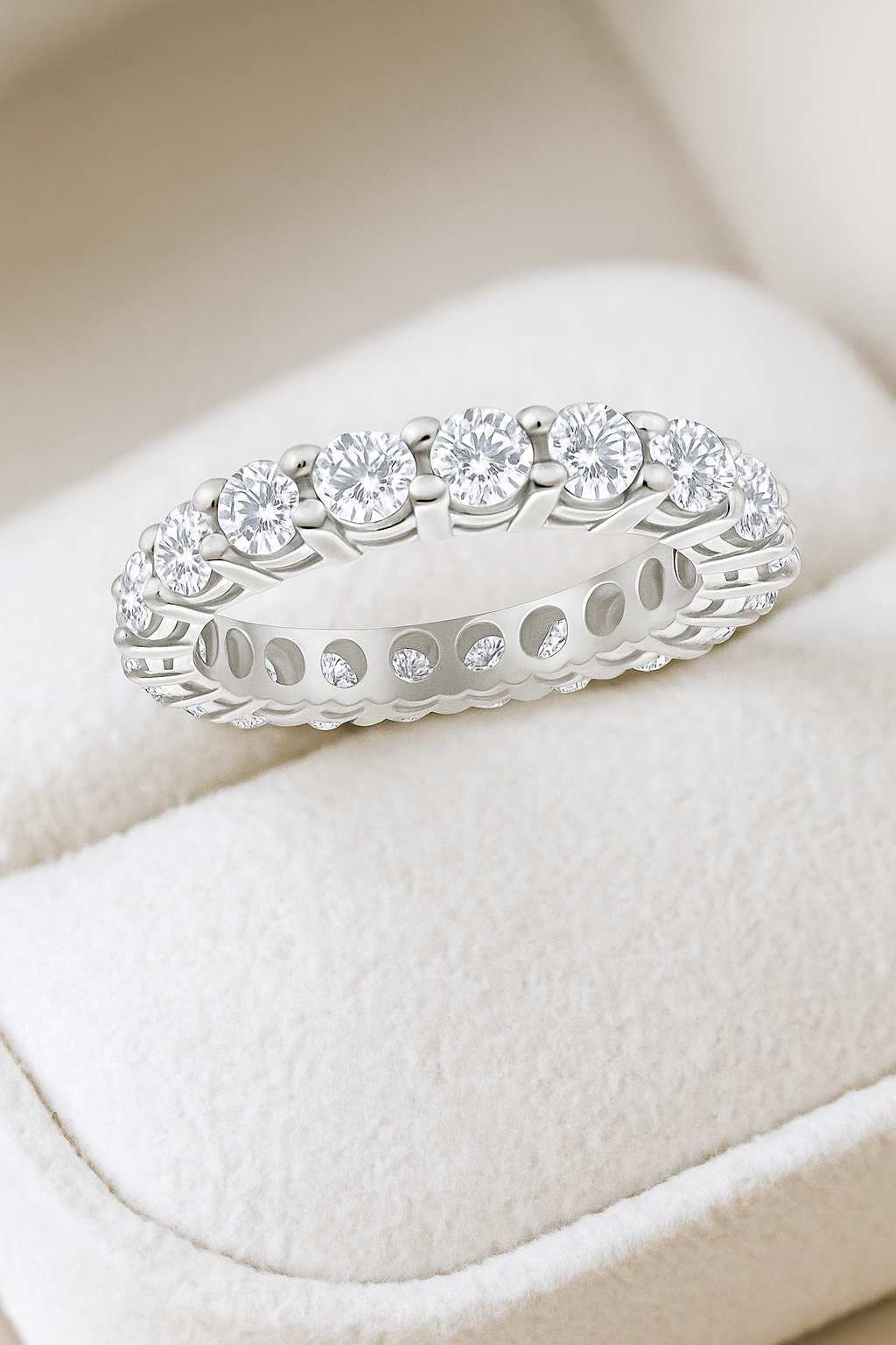 Round Cut Lab Diamond Eternity Wedding Band in 14K Yellow Gold