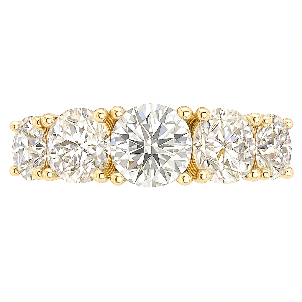 5-Stone Round Cut Lab Diamond Ring