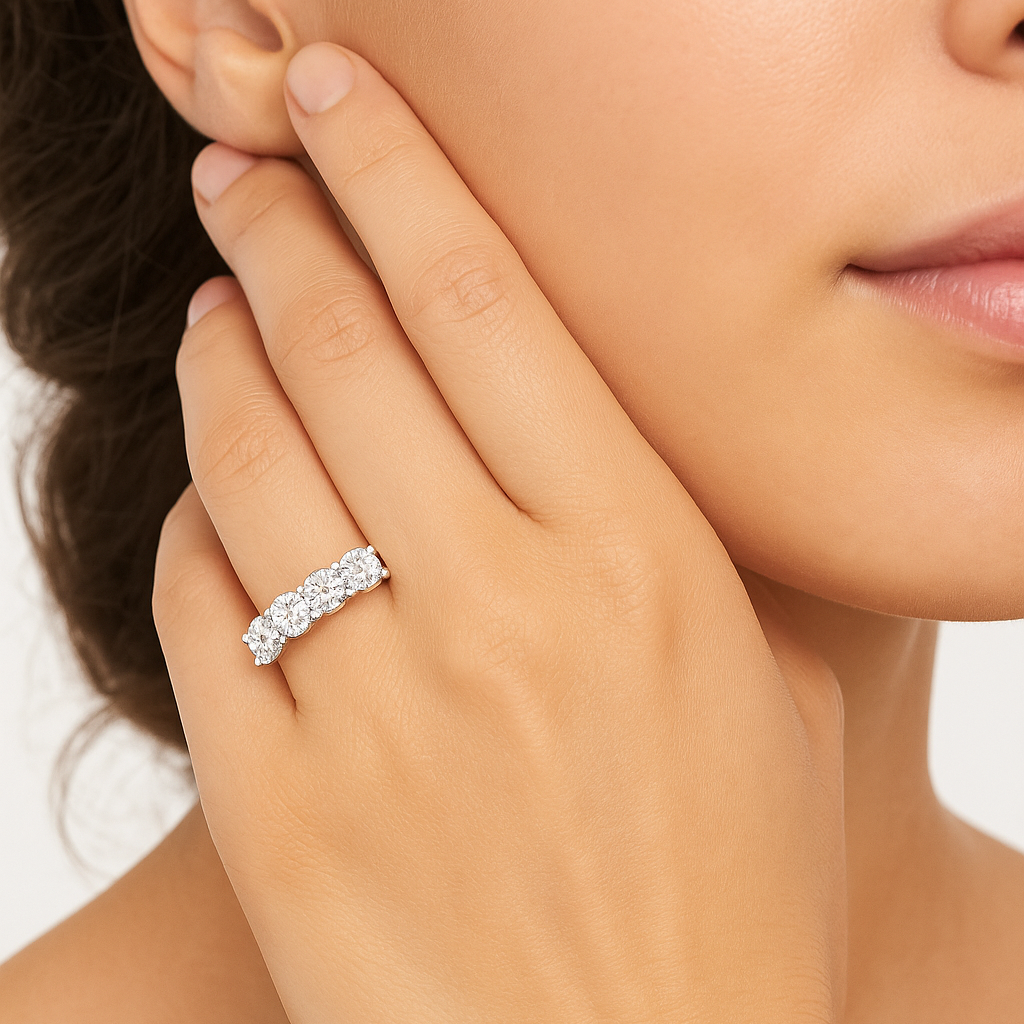 5-Stone Round Cut Lab Diamond Ring