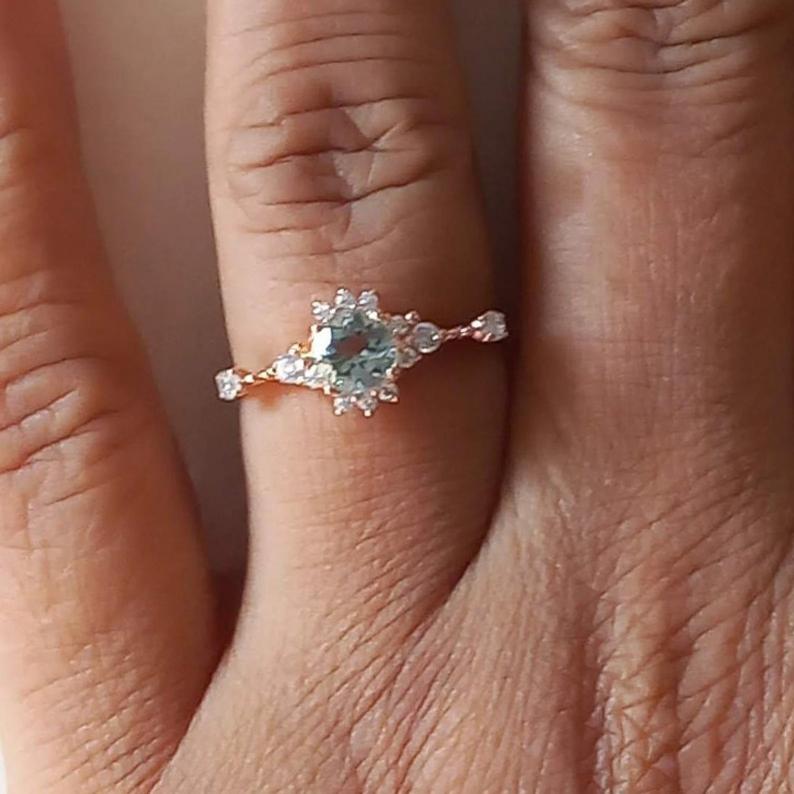 Aquamarine engagement ring with diamonds