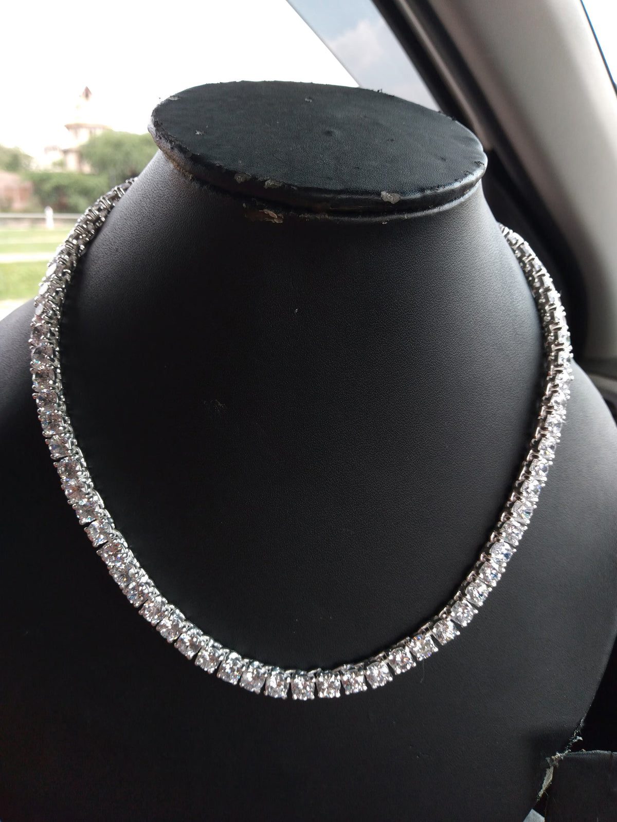 Round Moissanite Tennis Necklace in 925 Sterling Silver