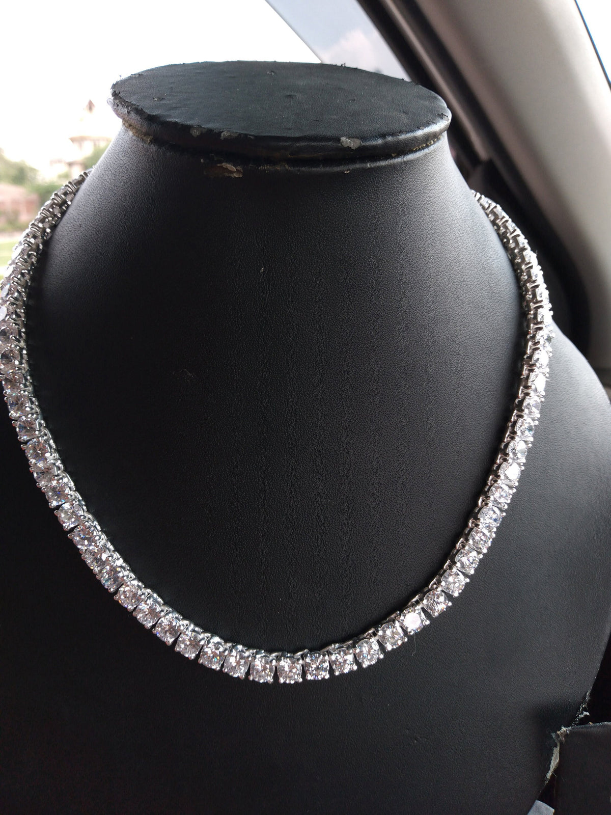 Round Moissanite Tennis Necklace in 925 Sterling Silver