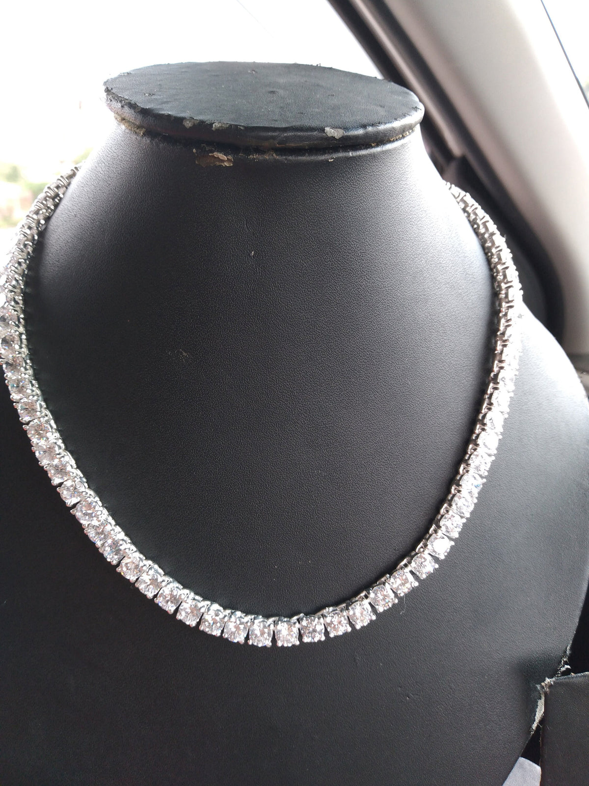 Round Moissanite Tennis Necklace in 925 Sterling Silver