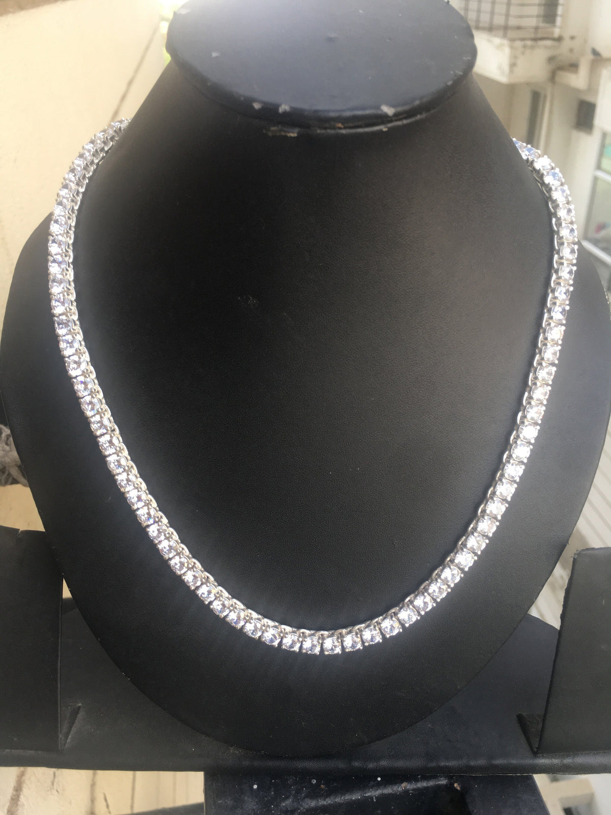 Round Moissanite Tennis Necklace in 925 Sterling Silver