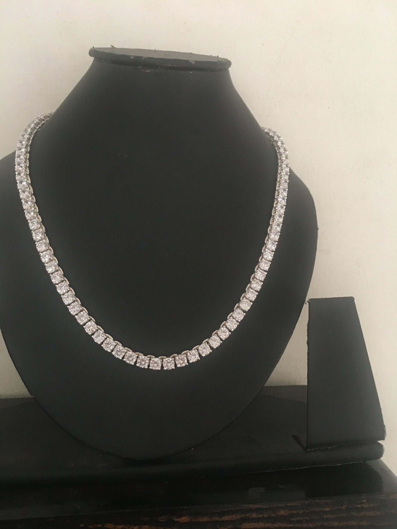 Round Moissanite Tennis Necklace in 925 Sterling Silver - djoyr