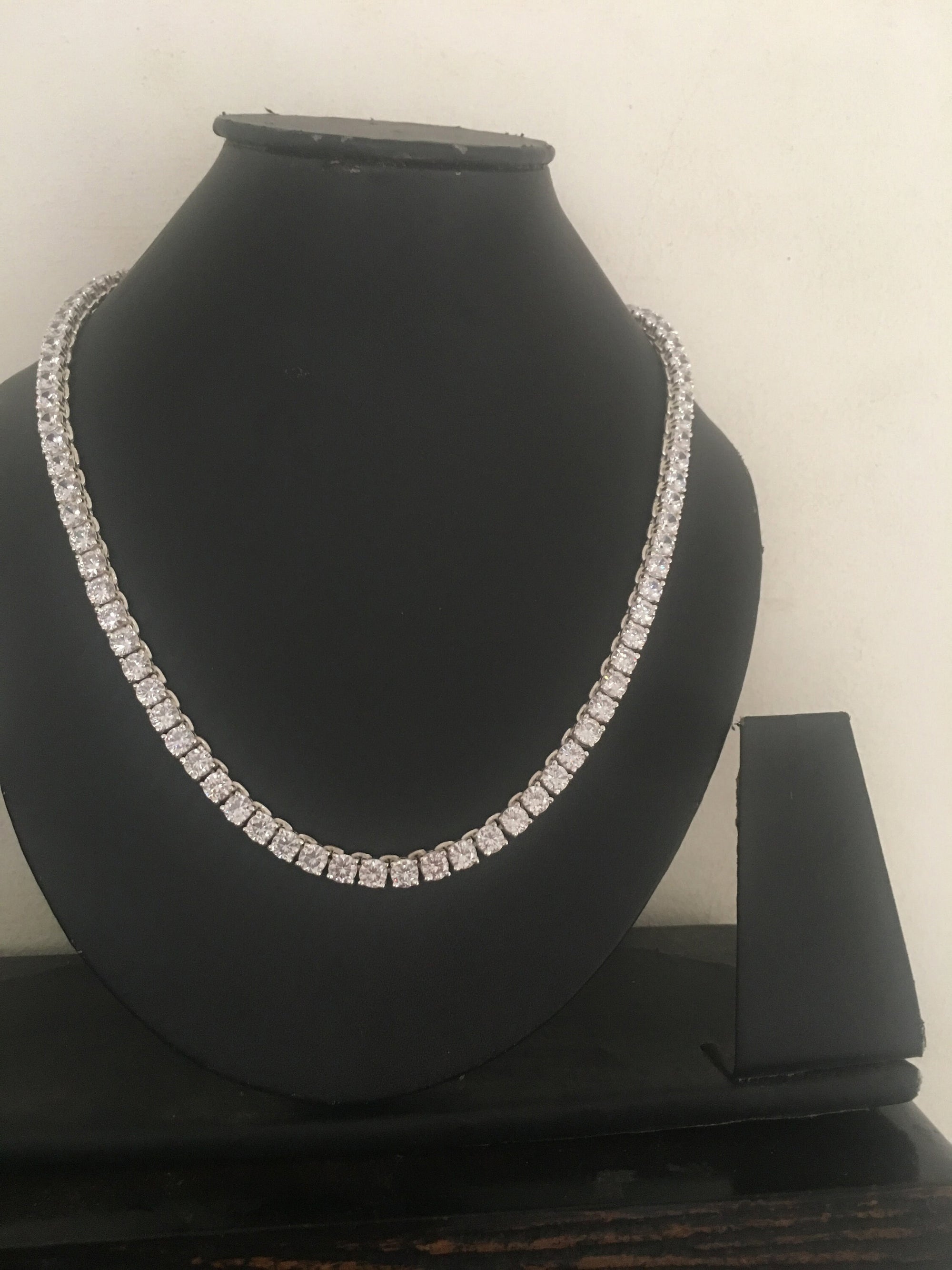Round Moissanite Tennis Necklace in 925 Sterling Silver - djoyr