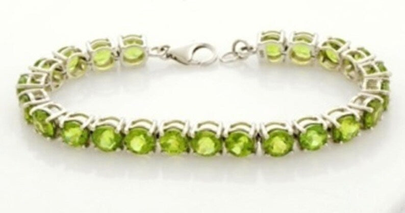 Natural Peridot Tennis Bracelet in 925 Sterling Silver