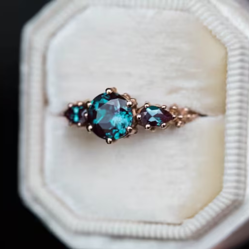 The Ursula round alexandrite three stone ring - djoyr