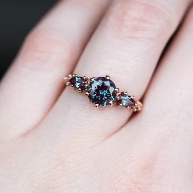 The Ursula round alexandrite three stone ring - djoyr