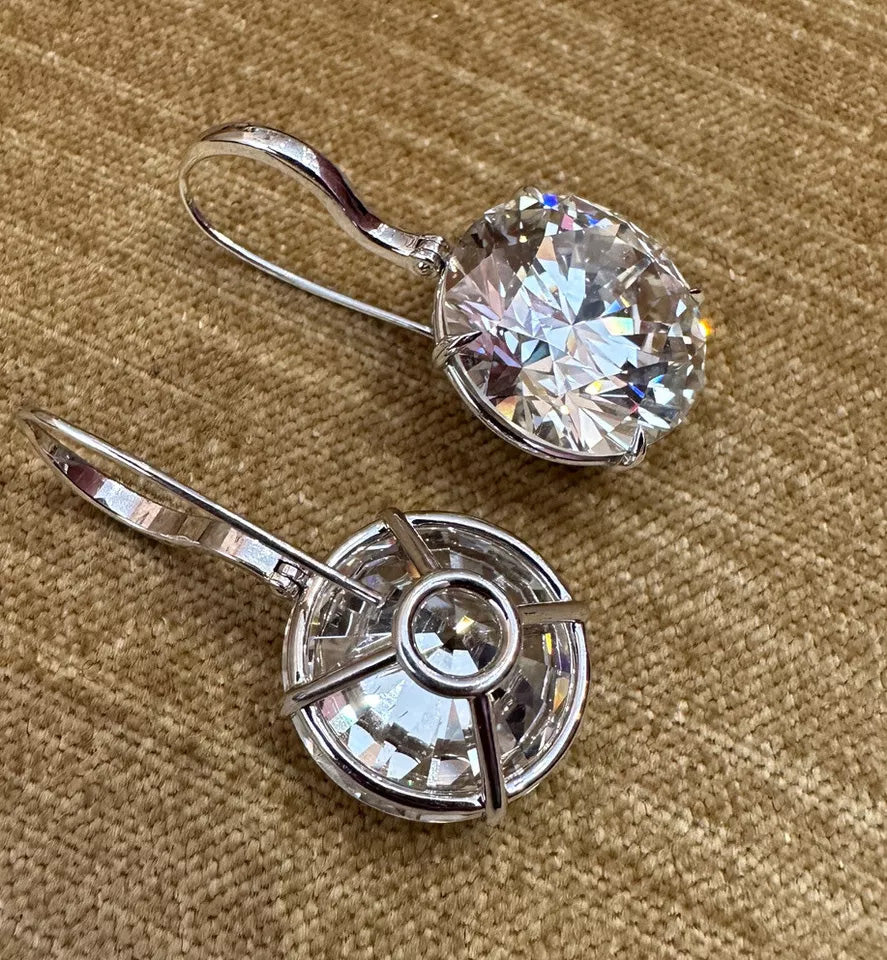 Round Shaped Moissanite Drop Earrings