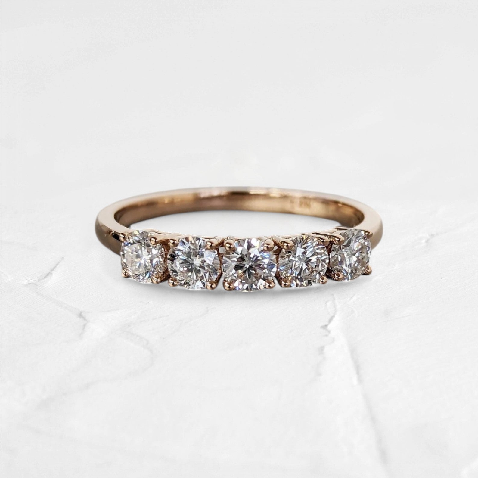 5-Stone Round Lab Diamond Shared-Prong Ring - djoyr
