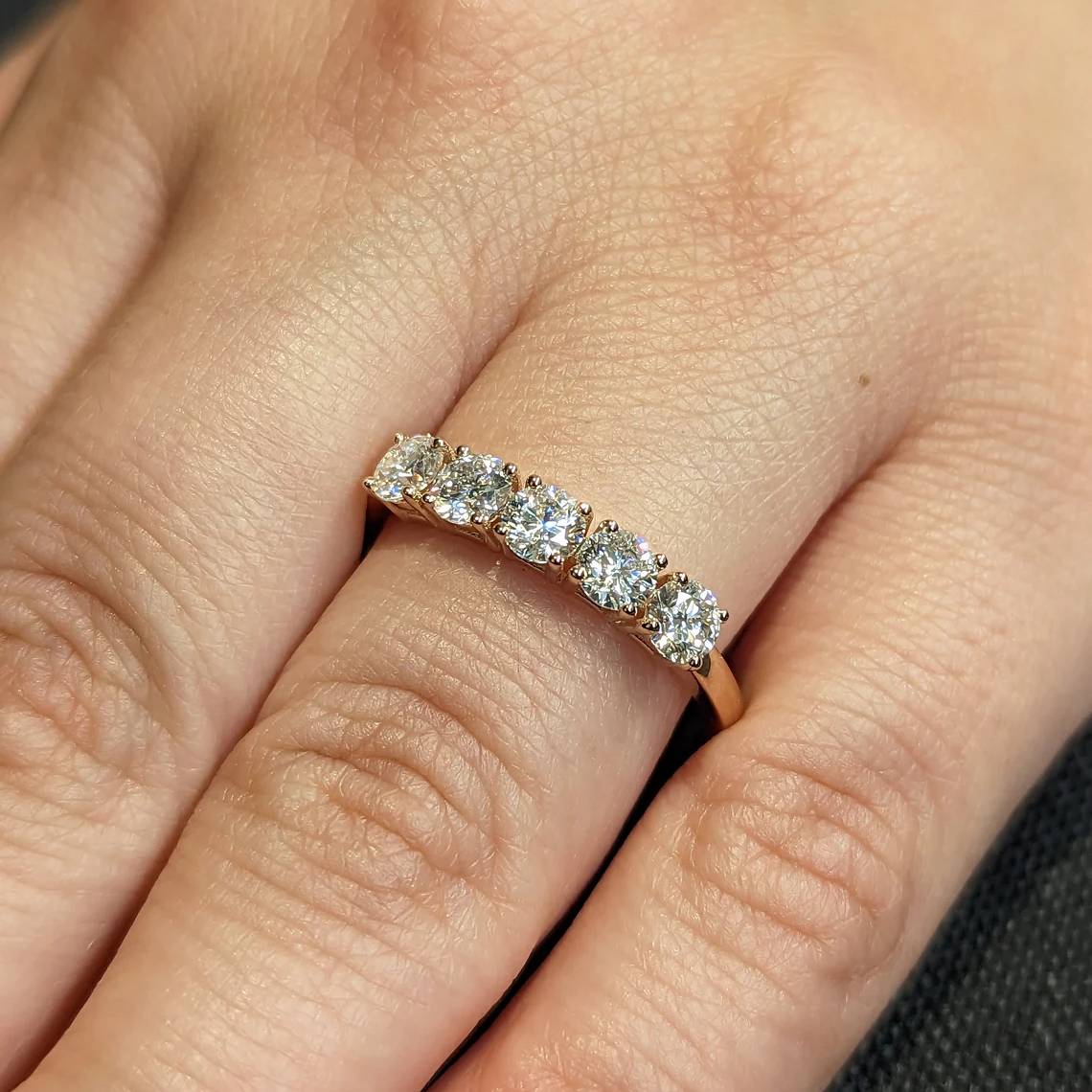 5-Stone Round Lab Diamond Shared-Prong Ring - djoyr