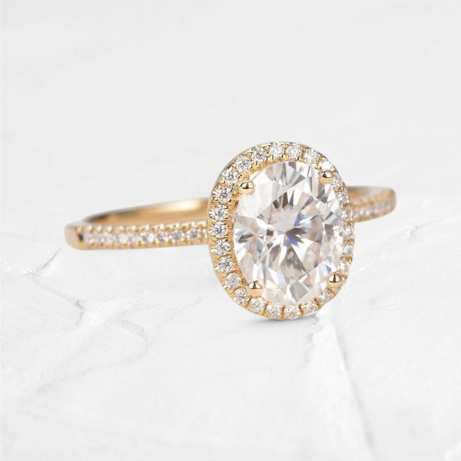 2.5CT Oval Cut Lab Diamond Halo Ring - djoyr