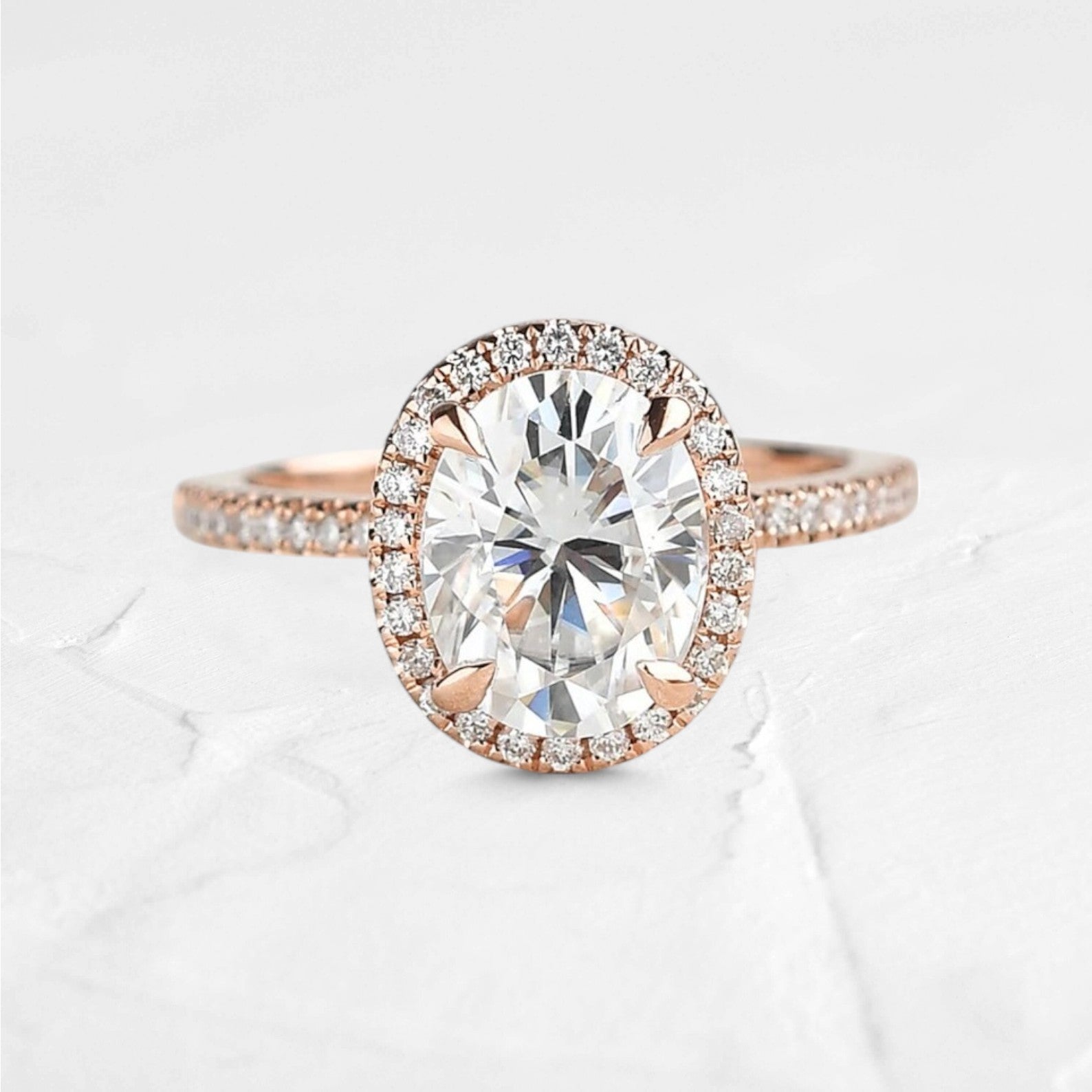 2.5CT Oval Cut Lab Diamond Halo Ring - djoyr