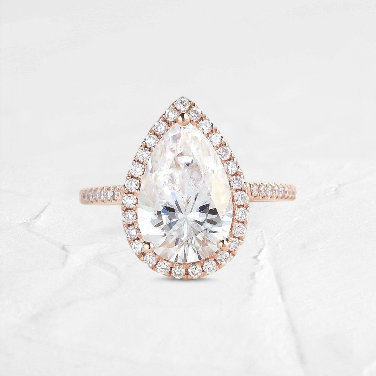 Classic Pear Lab Diamond Halo Ring - djoyr