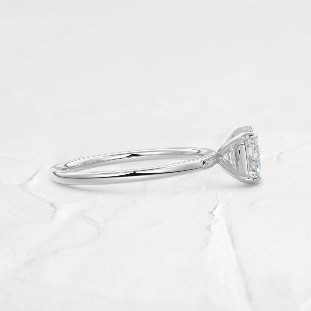 East-West Emerald Lab Diamond Silver Ring - djoyr