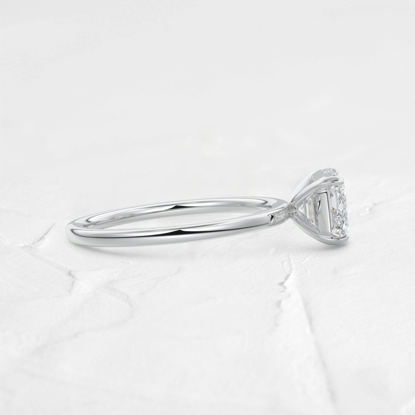 East-West Emerald Lab Diamond Silver Ring - djoyr