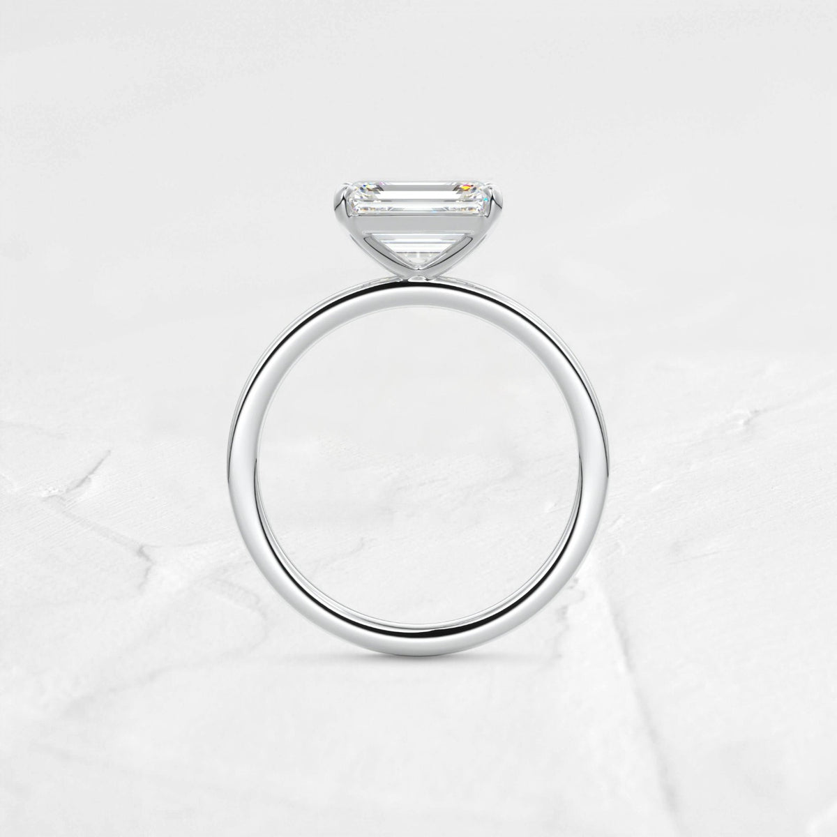 East-West Emerald Lab Diamond Silver Ring - djoyr