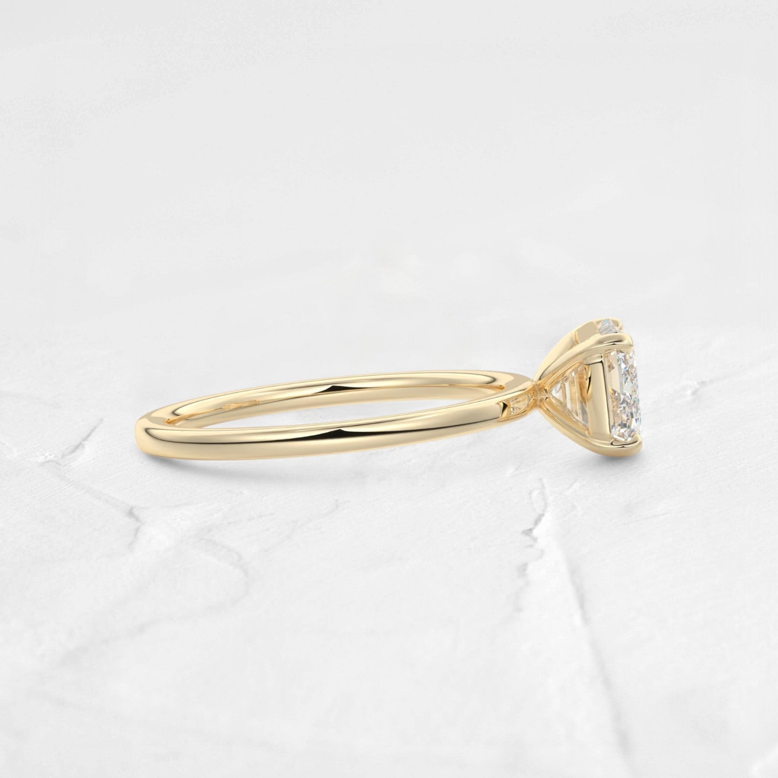 East-West Emerald Lab Diamond Solitaire Ring - djoyr