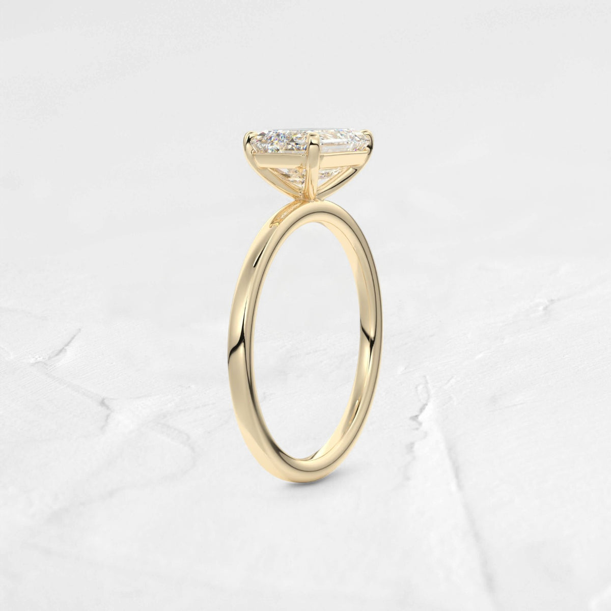 East-West Emerald Lab Diamond Solitaire Ring - djoyr