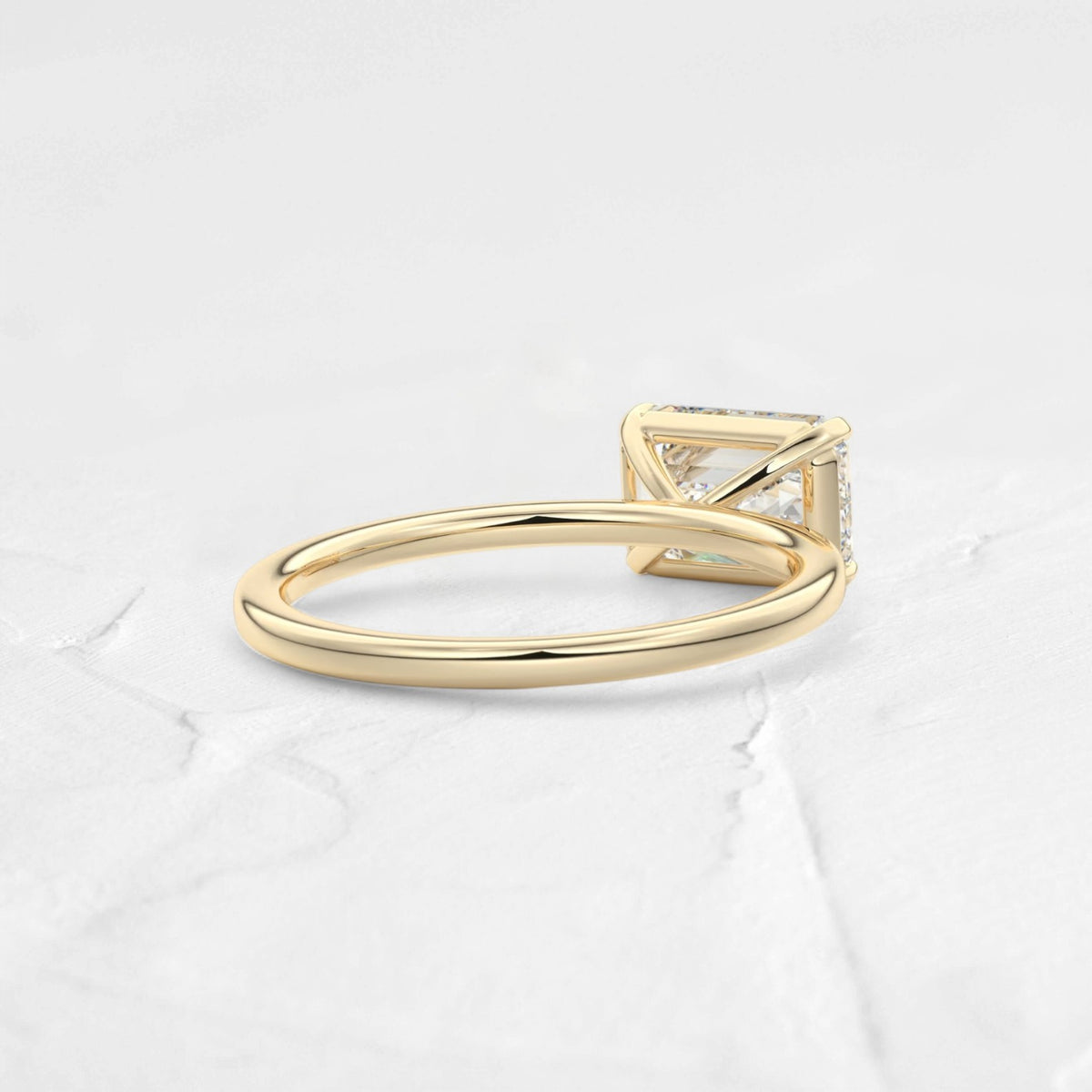 East-West Emerald Lab Diamond Solitaire Ring - djoyr